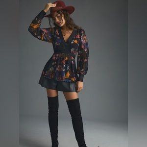 ANTHROPOLOGIE MAEVE OPEN BACK TUNIC SIZE 8 COLOR BLACK AND YELLOW NWT